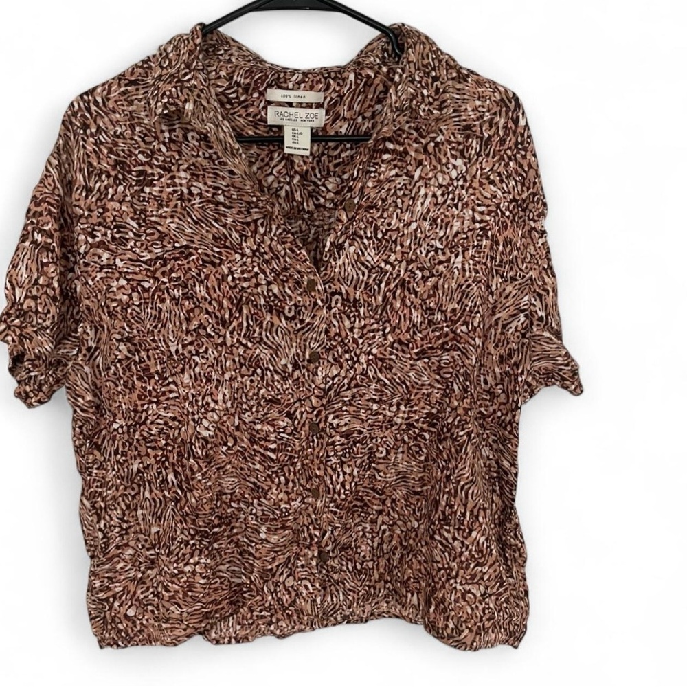 Rachel Zoe Abstract Top 100% linen